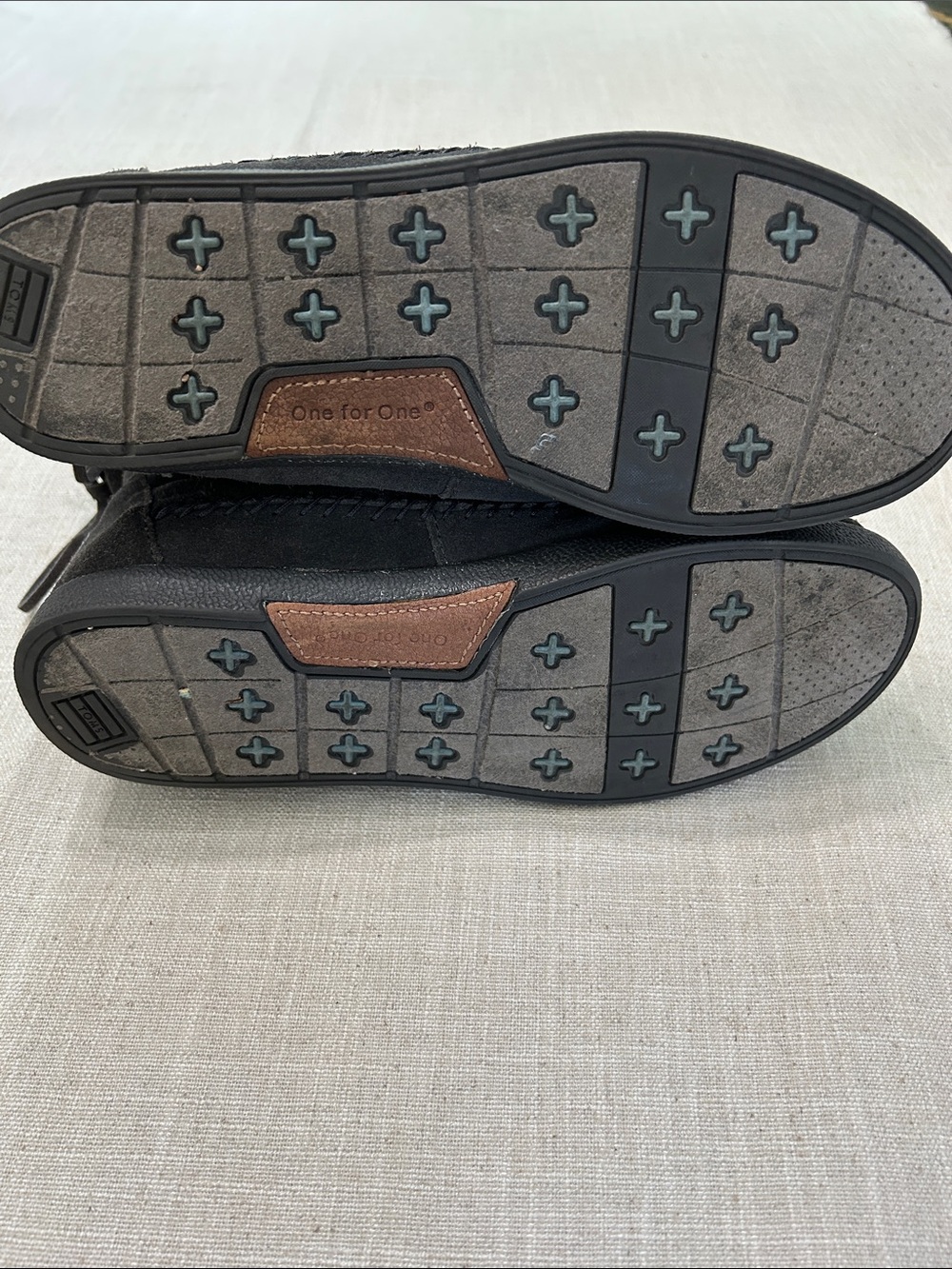 Toms Nepal Boots Grey Suede Red Aztec Knit Winter Women's Size 8 Warm Comfy - Picture 7 of 14